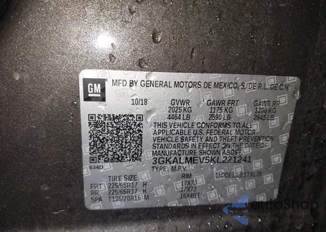 2019 GMC Terrain Sle from USA, damaged, VIN 3GKALMEV5KL221241